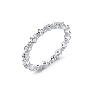 S925 Silver Princess Cut <b>Diamond</b> Eternity Band <b>Ring</b> Pave Setting Women's Classic Engagement Geometric Style - Product Image 1