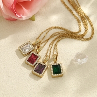 Collier ras du cou minimaliste de style européen et américain avec pendentif carré en zircon pour femme, polyvalent, plaqué or 18 carats