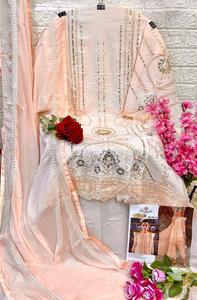 Traje de diseñador de traje Salwar pakistaní de algodón Cambric semi cosido a la moda para mujer, perfecto para boda y fiesta - Product Image 2