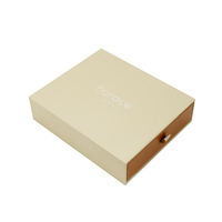 Boîte à tiroir rigide bicolore personnalisée, finition mate crème beige, logo OEM imprimé, boîte d'emballage de luxe pour bijoux, bagues, colliers, pochette cadeau