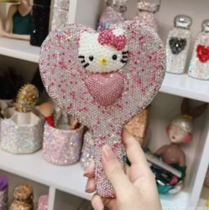 Miroir diamant fantaisie de luxe en strass Miroir de maquillage à main Miroir de <span class=keywords><strong>salon</strong></span> de beauté à cils - Product Image 4