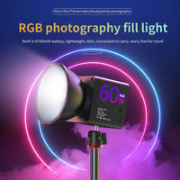 MAMEN C60R 13400mAh 60W COB Lumière vidéo LED bicolore Température de couleur réglable (2500-6500K) 24 Scénarios Corps métallique pour studio