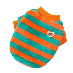 Sudadera a rayas para perros y gatos, estilo fino, otoño e invierno, para mascotas pequeñas, sudadera con capucha a rayas blancas y naranjas, material de poliéster - Product Image 3