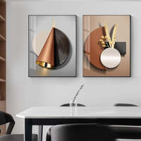 Art Mural Abstrait Moderne Décor Bronze Doré Botanique Fine Art Impressions Sur Toile Visualisations 3d Photos pour Salon de Luxe