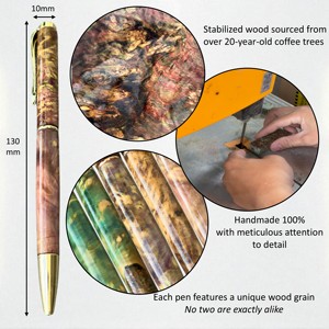 Stylo à bille en bois stabilisé personnalisé pour école de commerce, avec logo imprimé sur mesure - Product Image 4