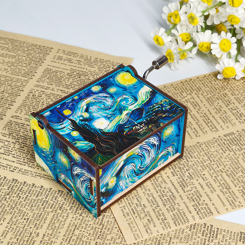Boîte à musique à manivelle - La nuit étoilée de Van Gogh