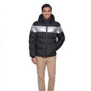 Dernières vestes matelassées en toile personnalisées pour hommes d'hiver avec col montant et logo frontal, séchage rapide et respirantes, vente en gros - Product Image 1
