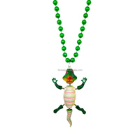 Perles personnalisées de 6 mm vert métallisé, violet et or avec médaillon alligator pour le Mardi Gras (plastique/polyrésine)