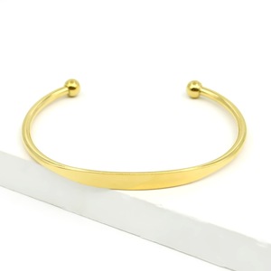 Stainless Steel C-Shaped Ball Open <b>Bangle</b> Adjustable Simple Style Titanium Steel Jewelry Gift for Women <b>Men</b> Couple Bracelet - Product Image 4