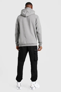 Sweat à <span class=keywords><strong>capuche</strong></span> zippé pour homme avec logo personnalisé, vente en gros OEM, style streetwear, couleur unie, avec masque intégré, poches surdimensionnées, en polaire - Product Image 3