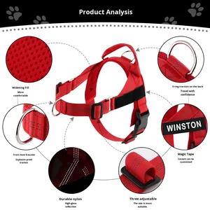 Gran oferta, peso ligero, a prueba de Escape, correas de nailon, liberación rápida, Color sólido, arnés para perros sin tirones - Product Image 5