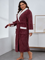 Robes décontractées vintage en tricot polaire 100 % polyester pour femmes grandes tailles, col en V, manches longues, taille élastique, respirantes, automne/printemps