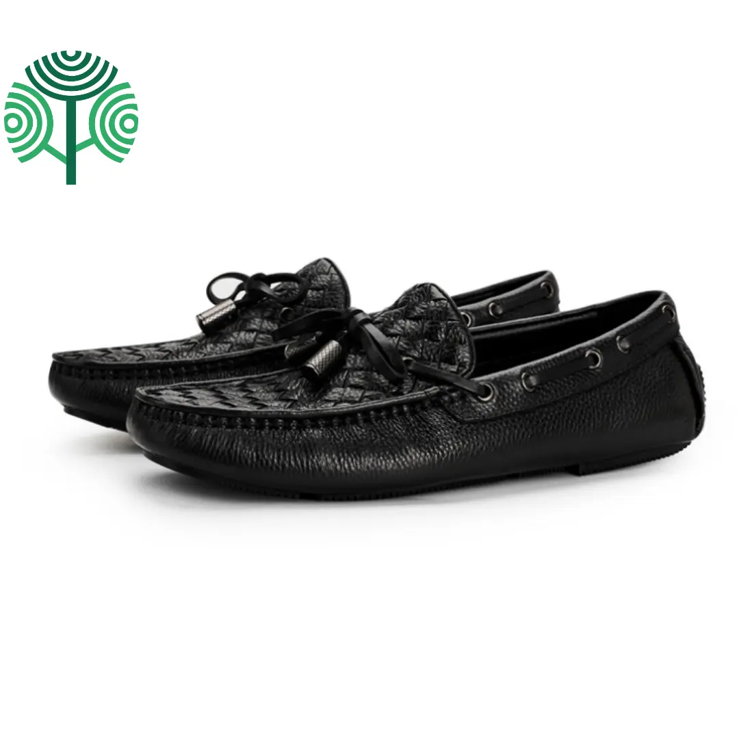 100% scarpe da uomo in pelle di mucca mocassini pigri intrecciati di alta qualità scarpe maschili reversibili mocassini piatti di lusso fabbrica OEM