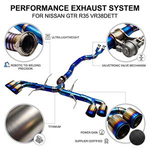 Sistema de Escape Catback Recto Vortex Blue Titanium de 102MM para Nissan GTR R35 VR38DETT 3.8T V6 2008-2024, Kit de Ajuste Directo - Product Image 1