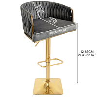 Faible MOQ TUQ Chaises de bar en velours réglables et pivotantes à 360°, tabourets de bar durables pour cuisine, bar à domicile, usage commercial et extérieur