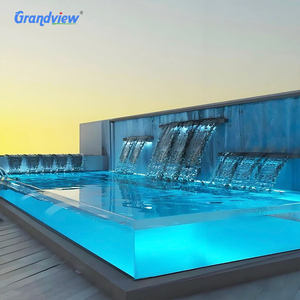 Kolam renang akrilik bening berbentuk L portabel, di atas tanah - Product Image 3