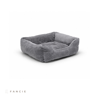 Lit pour chien en polyester gris en gros avec rebords surélevés, housse lavable, lit carré pour animaux de compagnie de petite et moyenne taille, OEM