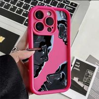 Coque de téléphone portable antichoc en TPU avec motif visage créatif et design d'objectif en forme d'échelle pour iPhone X, XR, XS, 11, 12, 13, 14, 15, 16, 17, 18 Pro Max