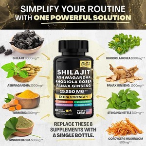 Năng động sức sống bó thảo dược bổ sung bao gồm rêu biển dầu hạt đen Ashwagandha shilajit Rhodiola Rosea Panax viên nang - Product Image 4