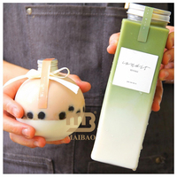 Personnalisé Forme Unique Recyclable Jetable Pet Café Jus De Fruits Bubble Boba Matcha Thé Au Lait En Plastique Transparent Bouteille Tasse avec Couvercle