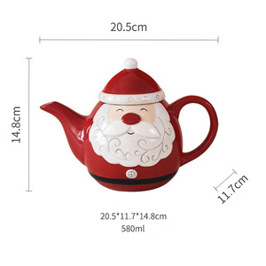 Set di <span class=keywords><strong>Teiera</strong></span> e Tazze in Ceramica di Alta Qualità Stile Natalizio Rosso con Capacità 580/200ml per Casa e Ufficio - Product Image 2
