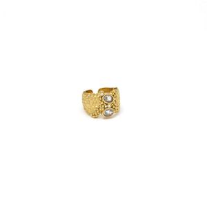 Bague tendance en acier inoxydable 316L avec placage or PVD, design durable et résistant - Product Image 2
