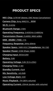 M01Pro Ai สมาร์ทแว่นตา chatgpt กล้อง8MP แปลภาษาแบบเรียลไทม์ตัดเสียงรบกวน ENC เครื่องบันทึกวิดีโอสวมใส่5g - Product Image 6