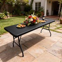 Table de jardin pliante robuste en PEHD noir de 1,8 m, style moderne, pour traiteur extérieur et réceptions