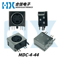 Connecteurs DIN en angle droit HX Factory Direct MDC-4-44 Série MDC, base mini DIN femelle, coque en fer, prise pour clavier