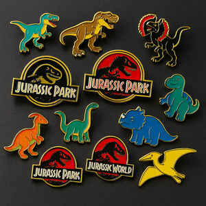 Fabricant en gros émail dur doux personnalisé <span class=keywords><strong>Jurassic</strong></span> Park <span class=keywords><strong>World</strong></span> épingle en émail logo épingles badges broches avec cartes arrière - Product Image 1