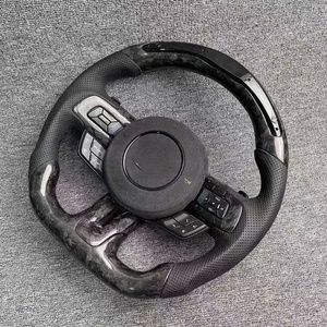 Volant en fibre de carbone forgé sur mesure avec écran LED pour <span class=keywords><strong>Ford</strong></span> Mustang S550 2015-2023 GT - Cuir chauffant et perforé - Product Image 4