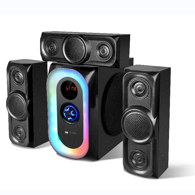 3.1 Home Theater System Speakers Optimal Audio Experience Multimedia Music Light USB Remote Control Made Plastic Wood