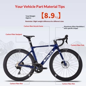 Bicicletta da Strada SAVA A7L Pro in Fibra di Carbonio, Freni a Disco Idraulici R7120 a Velocità Variabile, Ultra-leggera, Unisex, Manubrio Curvo, Verde Menta - Product Image 3