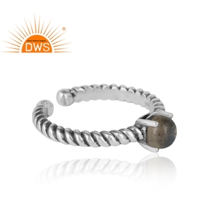 Natural Labradorite Gemstone Ring Oxidized 925 Sterling Silver Twisted Wire Designer Ring Jewelry Manufacturer - Product Image 6