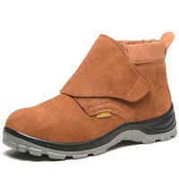 Chaussures de sécurité professionnelles personnalisées en cuir de vachette injecté PU pour soudeurs, hommes et femmes, automne-hiver, avec embout en acier, antidérapantes et résistantes à l'huile