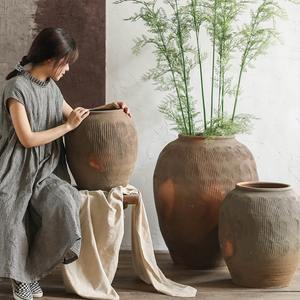 MSH-Jarrón grande antiguo <span class=keywords><strong>para</strong></span> decoración de patio, maceta de arcilla gruesa, urna de jardín, jarrón rústico de cerámica - Product Image 4