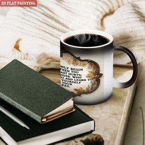 Taza de Cerámica Negra Esmerilada de 11 oz, Taza Mágica para Oficina que Cambia de Color con Diseño de Frase Inspiradora - Product Image 3