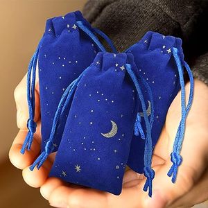 Bolsas de Terciopelo con Cordones para Regalos, Bolsitas para Joyería con Diseño de Luna y Estrella, Bolsas de Almacenamiento Reutilizables a Prueba de Polvo - Product Image 5
