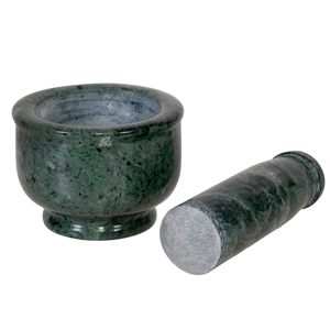 Juego de Mortero y Pilón de Mármol Natural Verde de 3 Pulgadas de VISMAY'S, Resistente y Duradero, para Moler Especias, Hierbas y Ajo en la Cocina - Product Image 3