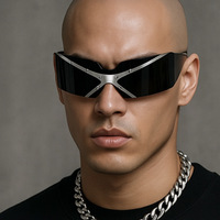 Lunettes de soleil technologiques Hip Hop, style punk futuriste, sans monture, monobloc, tendance, protection UV400, pour clubbing et bar