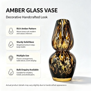 Vase de sol floral nordique moderne en verre borosilicate haute résistance, vases ambrés personnalisés en gros, design unique, résistant aux hautes températures - Product Image 5