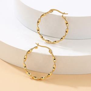 <span class=keywords><strong>ต่าง</strong></span><span class=keywords><strong>หู</strong></span>ห่วงบิดเกลียวขนาดใหญ่ ชุบทอง 18K สแตนเลส สำหรับผู้หญิง - Product Image 6