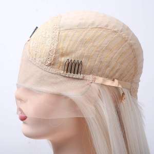 Parrucca U-Part in <span class=keywords><strong>Capelli</strong></span> Umani Vergini Brasiliani 100% Naturali di Alta Qualità, Liscia e alla Moda, Bionda 6A, con Pizzo Francese <span class=keywords><strong>per</strong></span> Donne Bianche - Product Image 5