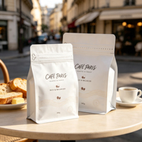 Pochette à valve personnalisée en papier kraft imprimé par gravure, de qualité alimentaire, avec feuille d'aluminium, résistante à l'humidité, idéale pour l'emballage thermoscellé de café