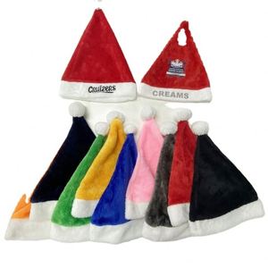 Gorro de Santa Claus con Diseño de Logotipo Personalizado, Bordado, de Fieltro, Terciopelo Grueso, para Adultos y Niños, Opciones Multicolores - Product Image 2