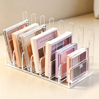 Support de rangement vertical en acrylique transparent pour palettes de maquillage, avec compartiments divisés pour palettes de fards à paupières et compacts plats, organisateur de coiffeuse