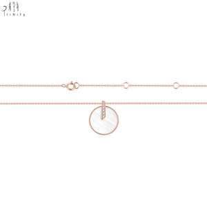 New Collection 18K Solid Rose Gold Natural White Mother-of-Pearl With Natural Diamond Pendant Necklace For Women Engagement Gift - Product Image 5