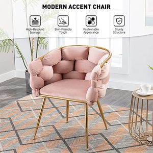Home Mobiliário Nórdico Maquiagem Manicure Gold Stool Leisure Lounge Arm <span class=keywords><strong>Pink</strong></span> Velvet Fabric Single Sofa <span class=keywords><strong>Chair</strong></span> - Product Image 4