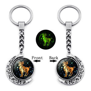 Llavero del zodiaco de cristal que brilla en la oscuridad Llavero del zodiaco Gemini Bola redonda de cristal Tauro llavero - Product Image 6