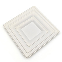 Assiettes carrées en bagasse de canne à sucre biodégradables et compostables, résistantes à la graisse et compatibles micro-ondes pour les fêtes